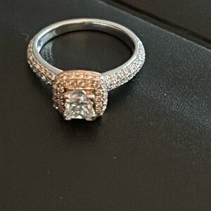 Halo natural princess diamond engagement ring 14k gold $4488 appraisal 7.25